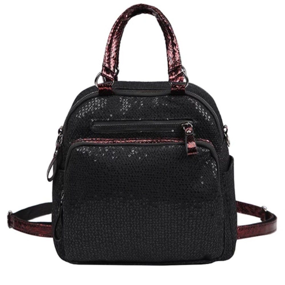 Sequin Mini Backpack Rucksack Purse - Picture 3 of 8